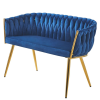 ELEGANCKA SOFA DO SALONU LUB GABINETU ROSE GRANATOWY VELVET ZŁOTE METALOWE NOGI - PÓŁPROFIL